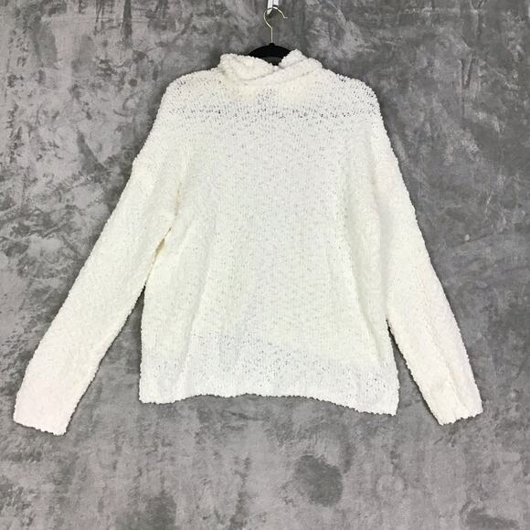 Bobeau Sweater Women's Size Large Off White Popcorn Kit Cowl Neck Long-Sleeve - Picture 8 of 16